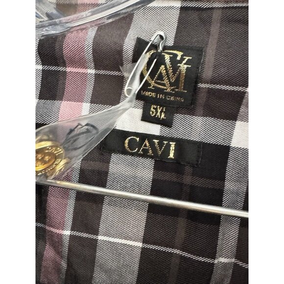 CAVI Designer Shirt Men’s Sz 5X Long Sleeve Blk/White/Pink Stripe Button-Up - Picture 5 of 11